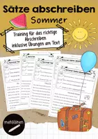 Vorschau - Arbeitsblätter - Sätze abschreiben im Sommer | Übungen am Text - Deckblatt