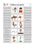 Vorschau - Spiele - Klammerkarten zum Thema "hobbies and sports" (Infinitiv) - Seite 1