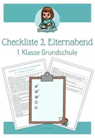 Vorschau - Merkblätter - Checkliste für den 2. Elternabend der 1. Klasse Grundschule - Deckblatt