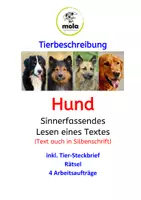 Aperçu - Feuilles d'exercices - Allemand : Description de l'animal : chien avec fiche signalétique / Tierbeschreibung: Hund inkl. Steckbrief - Page de couverture