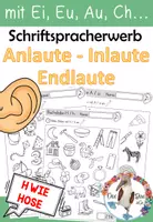 Vorschau - Arbeitsblätter - Anlaute , Inlaute, Endlaute erkennen und anmalen - mit Eu, Ei, Au ... - Deckblatt