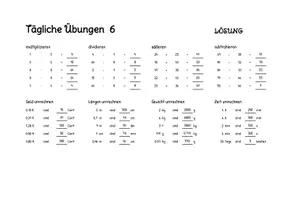 Vorschau - Arbeitsblätter - Tägliche Übungen 6 bis 10 (Grundrechenarten, Umrechnen) - Seite 2