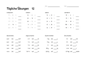 Vorschau - Arbeitsblätter - Tägliche Übungen 11 bis 15 (Grundrechenarten, Umrechnen) - Seite 3
