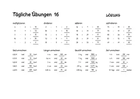 Vorschau - Arbeitsblätter - Tägliche Übungen 16 bis 20 (Grundrechenarten, Umrechnen) - Seite 2