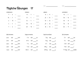 Vorschau - Arbeitsblätter - Tägliche Übungen 16 bis 20 (Grundrechenarten, Umrechnen) - Seite 3