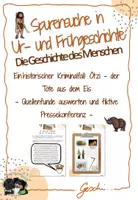 Vorschau - Arbeitsblätter - UR2 Spurensuche in Ur- und Frühgeschichte - 11. Stunde: Ein historischer Kriminalfall: Ötzi - der Tote aus dem Eis (Quellenfunde auswerten, fiktive Pressekonferenz) - Deckblatt