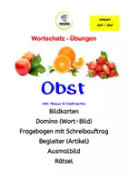 Aperçu - Feuilles d'exercices - Allemand : Vocabulaire :- Fruits / Wortschatz-Training : Obst - Page de couverture