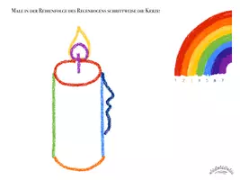 Vorschau - Arbeitsblätter - Malen nach den Farben des Regenbogens „KERZE“ - regelgeleitetes Zeichnen - Seite 2