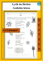 Vorschau - Arbeitsblätter - Lyrik im Herbst: Gedichte hören: Bunt sind schon die Wälder - Deckblatt