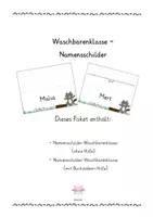 Vorschau - Mal- und Bastelvorlagen - Materialpaket Waschbärenklasse Namensschilder + Wimpelkette - Seite 1