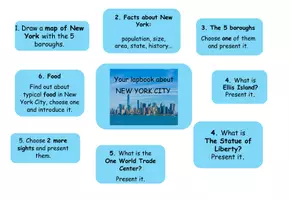 Vorschau - Arbeitsblätter - Materialpaket: New York lapbook mit Vorlagen und QR-code Quiz - Seite 1