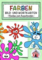 Vorschau - Bildkarten - Flash cards Farben mit Klecksen zum Ausschneiden – Bild- und Wortkarten – DaZ/DaF - Deckblatt