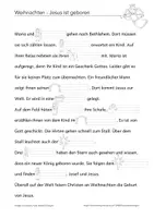Vorschau - Arbeitsblätter - AB Lückentext "Weihnachten - Jesus ist geboren" - Deckblatt