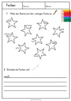 Vorschau - Arbeitsblätter - DaZ Farben anmalen und Wörter nachspuren (2 Seiten) - Seite 1