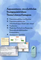Vorschau - Stundenentwürfe - Argumentieren- ein schriftliches Streitgespräch über die Like-Funktion bei Instagram - Deckblatt