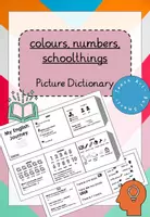 Vorschau - Merkblätter - Picture Dictionary "colors, numbers and school things" - Deckblatt