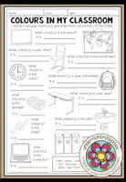 Vorschau - Arbeitsblätter - Colours / Colors – Farben Englisch, Arbeitsblatt, Colours in my Classroom, Vocabulary, Wortschatz, Farbwörter, Klassenraum, Gegenstände beschreiben | Englischunterricht, Klasse 3, 4, Grundschule - Deckblatt