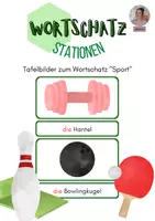 Vorschau - Präsentationen/Tafelbilder - Wortschatz "Sport": Tafelbilder /Bildkarten / Artikelkarten - Deckblatt