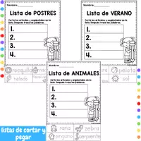 Vista previa - Hojas de trabajo - Escribiendo listas - página 1