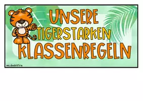 Vorschau - Mal- und Bastelvorlagen - Tigerklasse | 12 Klassenregeln | Classroom Management | Klassenraum verschönern - Seite 1
