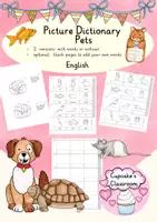 Vista previa - Unidades / Secuencias / Situaciones de Aprendizaje - Inglés - mascotas - diccionario de imágenes - English - Picture dictionary - pets - accordion book - Portada