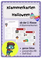 Vorschau - Arbeitsblätter - Klammerkarten Grusel DAZ ganze Sätze - Deckblatt