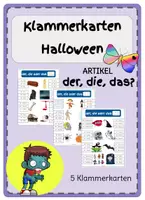 Vista previa - Refuerzo / NEE / Materiales de apoyo - CLIP CARDS alemán - Halloween Klammerkarten Historia de miedo - Portada