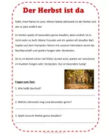 Vorschau - Arbeitsblätter - Kurzgeschichten Herbst - Fragen zum Leseverständnis - Seite 2
