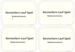 Vorschau - Spiele - 40 Moderationskarten: Kennenlern-Lauf-Spiel. EDITIERBAR. - Deckblatt