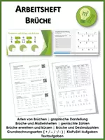 Vorschau - Arbeitsblätter - Arbeitsheft Bruchrechnen mit Erklärvideos, Onlineübungen und Lösungen - Deckblatt
