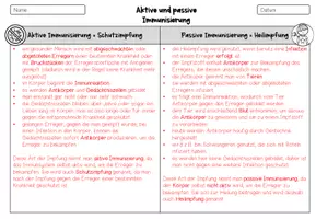 Vorschau - Arbeitsblätter - Aktive und passive Immunisierung - Arbeitsblatt für ein Partnerpuzzle - Seite 1