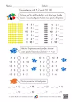 Vorschau - Arbeitsblätter - Kernaufgaben - Einmaleins mit 1, 2 und 10 (6 AB mit Lernvideolink) - Seite 1