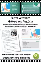 Vorschau - Arbeitsblätter - Arbeitsblatt "Der Erste Weltkrieg - Gründe und Auslöser" mit Erklärvideo, Lösungen und Onlineübungen - Deckblatt