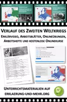 Vorschau - Arbeitsblätter - Arbeitsblatt "Verlauf des Zweiten Weltkriegs" mit Erklärvideo, Lösungen und Onlineübungen - Deckblatt