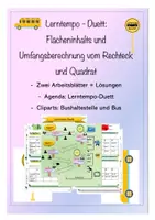 Vorschau - Arbeitsblätter - Lerntempoduett: Flächeninhalts- und Umfangsberechnung vom Rechteck und Quadrat - Unterrichtsbesuch - Deckblatt