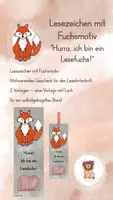 Vorschau - Mal- und Bastelvorlagen - Lesezeichen mit Fuchsmotiv “Hurra, ich bin ein Lesefuchs!“ Fuchs/Fuchsklasse - Deckblatt