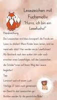 Vorschau - Mal- und Bastelvorlagen - Lesezeichen mit Fuchsmotiv “Hurra, ich bin ein Lesefuchs!“ Fuchs/Fuchsklasse - Seite 1