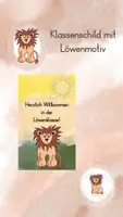 Vorschau - Mal- und Bastelvorlagen - Klassenschild Löwe/ Löwenklasse A4 Format "Herzlich Willkommen in der Löwenklasse!" - Deckblatt