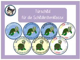Vorschau - Präsentationen/Tafelbilder - Türschilder Schildkröte Schildkrötenklasse #Klassentier - Deckblatt