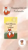 Vorschau - Mal- und Bastelvorlagen - Klassenschild Fuchs/ Fuchsklasse A4 Format "Herzlich Willkommen in der Fuchsklasse!" - Deckblatt