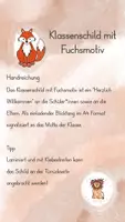 Vorschau - Mal- und Bastelvorlagen - Klassenschild Fuchs/ Fuchsklasse A4 Format "Herzlich Willkommen in der Fuchsklasse!" - Seite 1