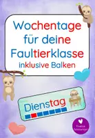 Vorschau - Fördermaterial/Inklusion - Wochentage für deine Faultierklasse mit Balken - Deckblatt