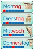 Vorschau - Fördermaterial/Inklusion - Wochentage für deine Faultierklasse mit Balken - Seite 1