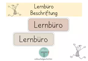 Vorschau - Poster - Lernbüro Beschilderung beige/pastell/boho/neutral - Deckblatt