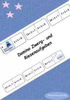 Vorschau - Fördermaterial/Inklusion - Domino Rechentrick: Zwerg und Riesenaufgaben mit Lösungen - Deckblatt