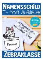 Vorschau - Anderer Materialtyp - Namensschild Zebraklasse - für den 1. Schultag / Schulanfang - Deckblatt