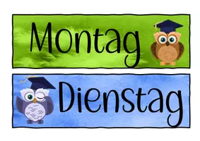 Vorschau - Bildkarten - Wochentage Übersicht - Motiv Eule - Deckblatt