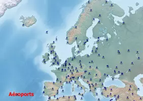 Aperçu - Affichage - Carte de l'Europe. Carte des aéroports en Europe - Page de couverture