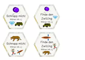 Vorschau - Spiele - Schnapp mich | Finde den Zwilling | Wörter mit J j | Kartenspiel - Seite 1
