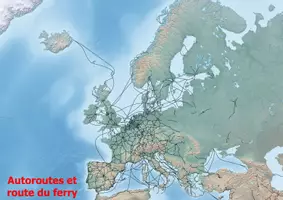 Aperçu - Affichage - Carte de l'Europe. Autoroutes et ferry en Europe - Page de couverture